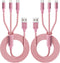 IDISON Multi Charging Cable(2Pack 4FT), 3 in 1 Charging Cable Nylon Braided USB Multi Charger Cable Universal USB Cable with Type C/Micro/IP Port ...