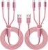 IDISON Multi Charging Cable(2Pack 4FT), 3 in 1 Charging Cable Nylon Braided USB Multi Charger Cable Universal USB Cable with Type C/Micro/IP Port ...