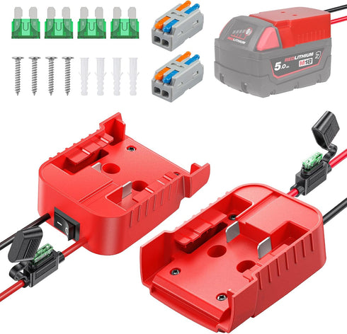 Vibit 2 Pack Power Wheel Adapter for Milwaukee M18 Battery with Switch, DC Power Adapter, 18 V Battery Adapter for RC Car Truck DIY & Robotics, Ba...