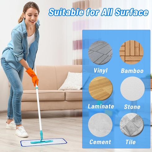6 Pack Mop Pads Compatible with Bona Mops, Microfiber Cleaning Pad Replacement for Bona Family of Mops, Dry Wet Replacements Pads for Bona System,...