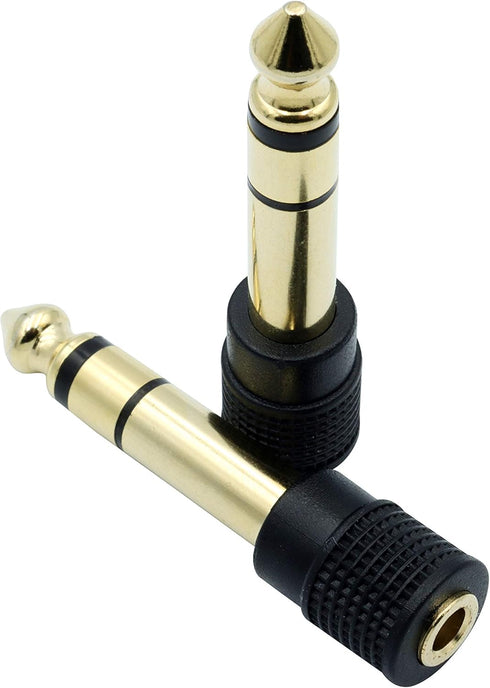 Audio Adapter 6.35mm (1/4 inch) Male to 3.5mm (1/8 inch) Female Stereo Headphone Connector Gold Plated, 2 Pack...