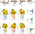 28 Pcs Sunflower Cutouts Spring Bulletin Board Decoration Classroom Wall Decor Spring Wall Art You are My Sunshine Set Bee Party Hummingbird Inspi...