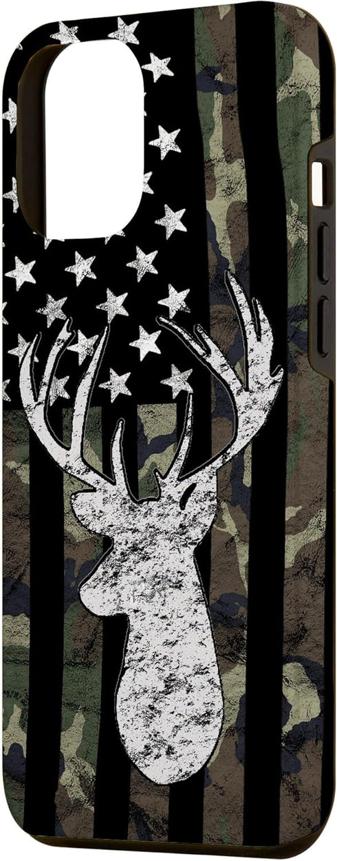 Deer Hunting Camouflage American Flag Whitetail Buck USA Case for iPhone 12 Pro Max...