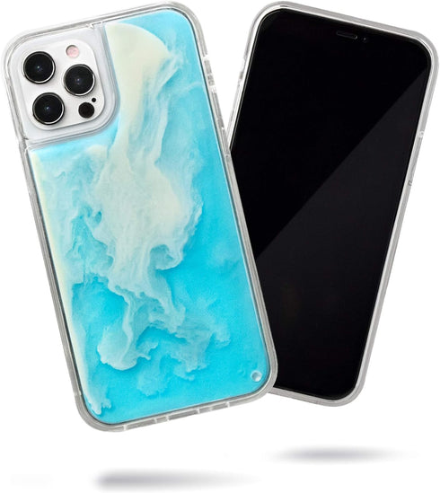 SteepLab Flowing Neon Sand Liquid Case for iPhone 12 Pro Max (2020, 6.7") - Full Body Protection with Raised Bezel - Ocean and Beach...