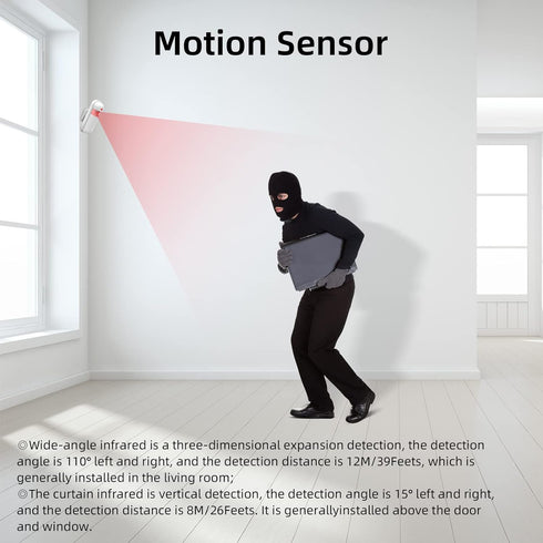 PIR Motion Detector for Home Security Alarm System, Wireless Infrared Motion Sensor...