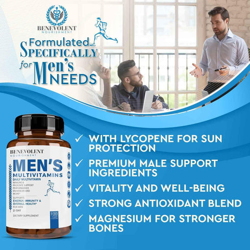 Benevolent Nourishment Multivitamin for Men - Supports Energy & Overall Health - Essential Daily Vitamins for Men, Biotin, Magnesium, Zinc & Antio...