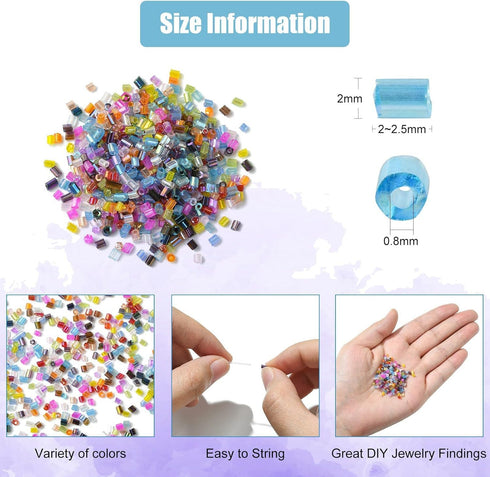 DanLingJewelry Approx 19500Pcs 15 Colors 2mm Glass Seed Beads Small Tube Spacer Loose Beads Kit for DIY Jewelry Making...