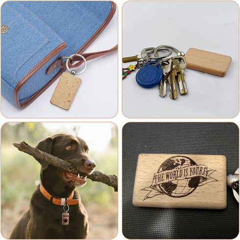 Tenalleys 10Pcs Blanks Rectangle Wooden Keychain 1.2 inch Wood Engraving Unfinished Keychain with 10 pcs Key Rings for DIY Crafts Gift Accessories...