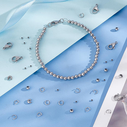 PH PandaHall 700pcs DIY Jewelry Making Supplies Kit Bracelet Findings Kit with Stainless Steel Wire 10m, Stainless Steel Wire Hand Beaded Set for ...