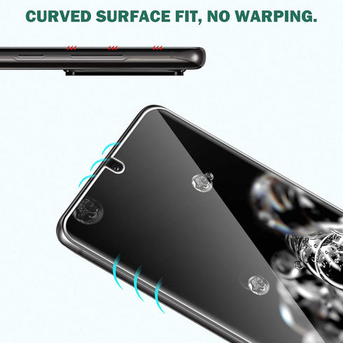 EGV 5Pack 2pcs Flexible TPU Screen Protector + 3pcs Tempered Glass Camera Lens Protector for Samsung Galaxy S20 Ultra 6.9-inch,Positioning Tool, S...