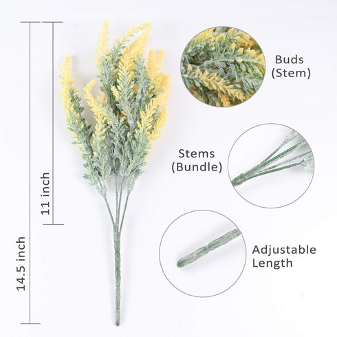 RECUTMS Artificial Lavender Flowers Bouquets 8 Pcs Fake Flowers Shrubs Plants UV Resistant Faux Greenery Branches for DIY Wedding Home Garden Pati...