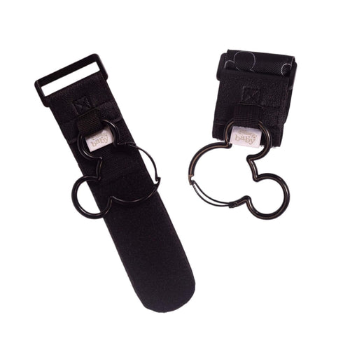 Disney Baby by J.L. Childress Mickey Mouse Stroller Hooks - Universal Stroller Clips with Non-Slip Straps - Durable Carabiners to Hold Water Bottl...