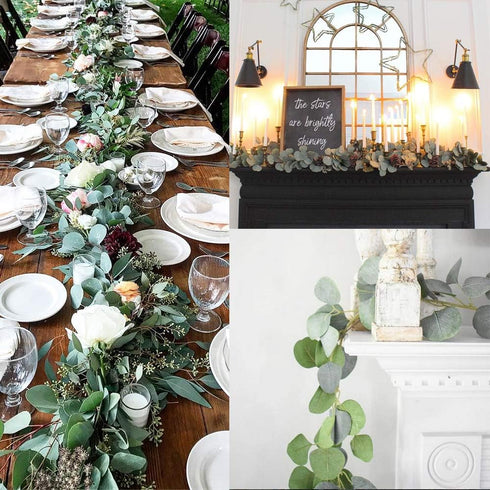 DearHouse Artificial Eucalyptus Garland Faux Silk Eucalyptus Leaves Vines Handmade Garland Greenery Wedding Backdrop Arch Wall Decor...