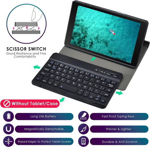 DETUOSI Universal 7-8 inch Wireless Keyboard, Multi-Device Travel Portable Ultrathin (6mm) Lightweight Wireless Keyboard for iOS/Android/Windows T...