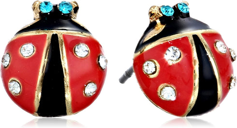 Betsey Johnson Red & Black Ladybug Stud Earrings...