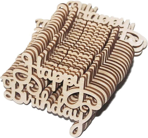 30Pcs Mini Birthday Wood Crafts DIY Cutout Wooden Slices Embellishments Unfinished Wood Ornaments Home Happy Birthday Decorations, 1.8x1.3 in...