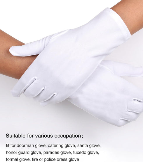 Sumind 2 Pairs Nylon Cotton Gloves White Uniform Gloves Tuxedo Gloves Formal Police Gloves Guard Parade Glove...