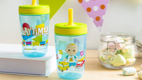Zak Designs 15oz Cocomelon Kelso Tumbler Set, Leak-Proof Screw-On Lid with Straw Made of Durable Plastic and Silicone, Perfect Bundle for Kids, 1 ...
