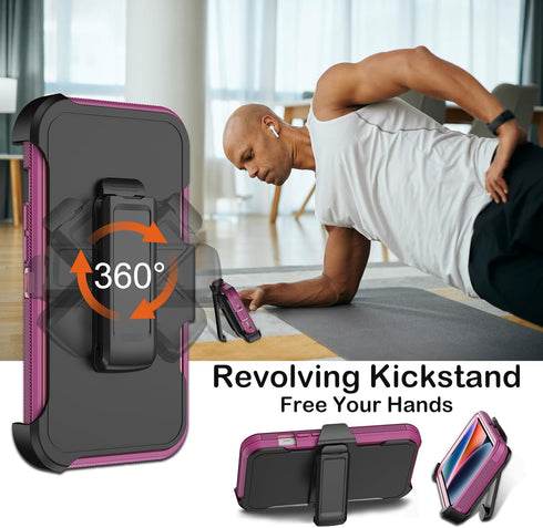 for iPhone 14 Plus Case with Belt Clip Holster,Built-in Screen Protector,Heavy Duty Shockproof Drop Protection Military Grade Rugged Phone Cover w...