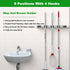voze 5 Racks and 4 Hooks Mop and Broom Holder Wall Mount, Self Adhesive Heavy Duty Broom Organizer Storage Tool Racks for Kitchen Garden Laundry G...