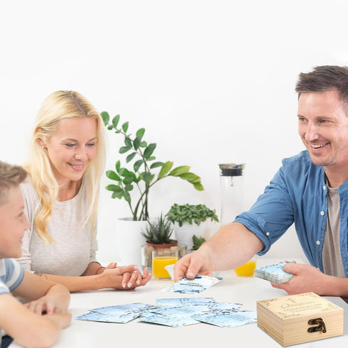 100 Pcs Bible Study Cards Christian Cards Game Conversation Cards Religious Starter Playing Cards with Wooden Box Inspiration Dice Set for Christi...