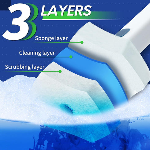 BOOMJOY Disposable Toilet Brush Set with 15 Wand Refills, Toilet Bowl Cleaner Wand with Holder, Toilet Cleaning System Starter Wand Kit, Bathroom ...