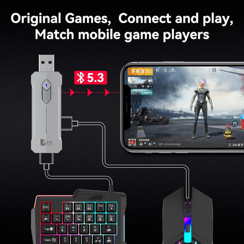 Mouse and Gaming Keyboard Adapter for Android Phone/Tablet, Adapter Support Key Mapping, Recoil Control, Mouse sensitivity, Perfect for PU-BG, AP-...