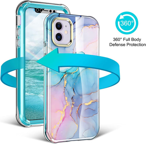 DT Series Case for iPhone 11 Case Built with Screen Protector, Lightweight and Stylish Full Body Shockproof Protective Rugged TPU Case for Apple i...
