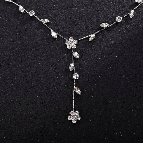 Bride Crystal Necklace Earrings Set Bridal Floral Wedding Jewelry Sets Rhinestone Choker Necklace Prom Costume Jewelry Set for Women and Girls...