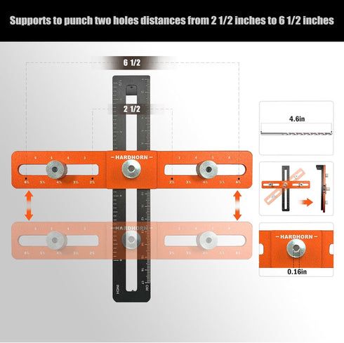 Cabinet Hardware Jig, Adjustable Cabinet Handle Template Tool for Door Knob and Drawer Pulls, Woodworking Installation Tools, Punch Locator Drill ...