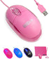 SOON GO Pink Mouse,Computer Mouse,with 1.5m Pink USB Cable - Compatible with Windows, Linux, Mac, Laptop, PC & Desktop - Ideal for Office, Home, B...