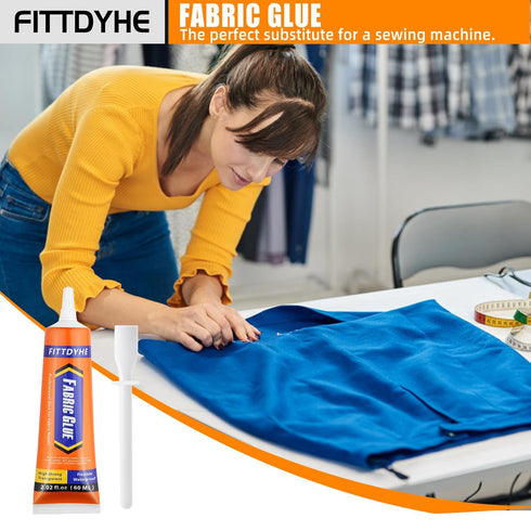 Fabric Glue Permanent, 60 ML Washable Clear Clothing Glue, Super Fabric Glue for Rhinestones, Patches, Clothes, Denim, Leather, Polyester, Fabrics...