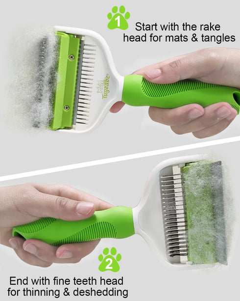 Pet Grooming Brush - 2 In 1 Dog Brush for Shedding & Dematting Undercoat Rake, Switchable Cutter Head, Reduces Shedding by Up to 95%, Great for Sh...