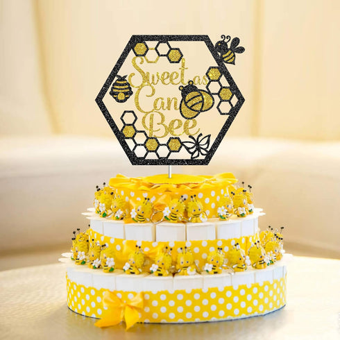 Sweet As Can Bee Sign Cake Topper, Happy Birthday Party Decor, Bumble Bee Honey, Baby Shower, Mommy to Be, Gender Reveal, Engagement Party Decorat...