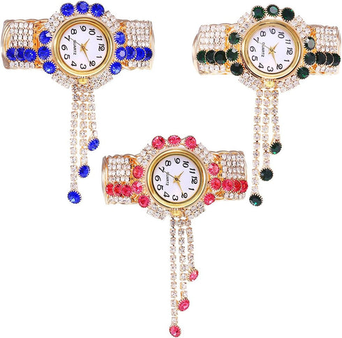 CdyBox Wholesale 3 Pack Women Quartz Watches Alloy Steel Tassel Bracelet Fashion Ladies Bangle Wristwatch...