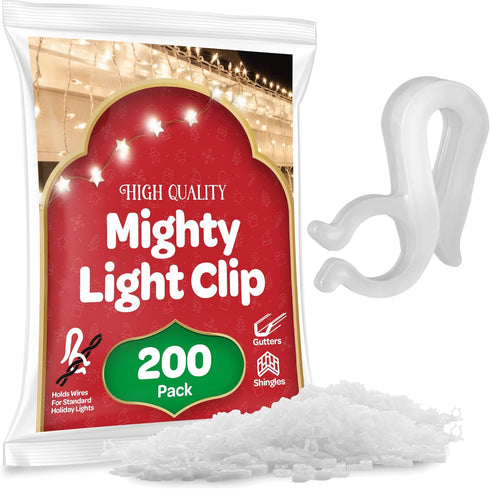 SEWANTA Christmas Light Clips - Set of 200 Mini Clips for Gutters and Shingles - Hanging Outdoor Lights - USA Made - No Tools Required...