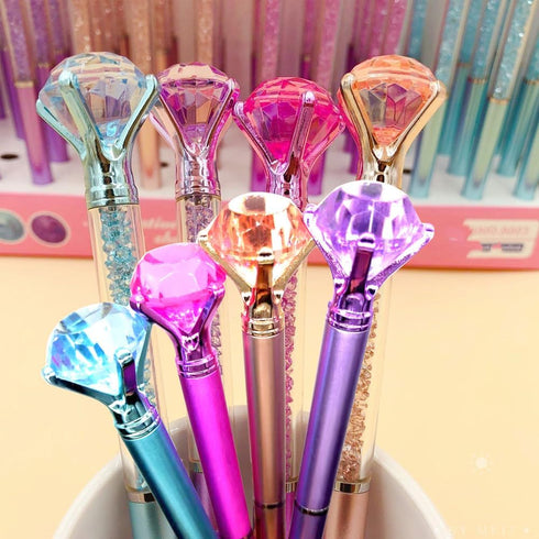 Diamond Crystal Ballpoint Pens in Bulk Retractable Ballpoint Pen Office Supplies Gifts for Bridal Shower Girls' Birthday Party Blue Ink- 8 Count...