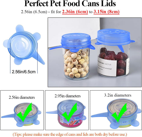 Adpartner Silicone Can Lids (10 Pack, All 2.6'' Diameter), Reusable Silicone Stretch Lids for Pet Food Cans, BPA-free Seal Can Covers for Yogurt J...