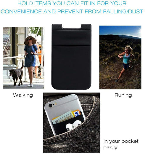 Phone Card Holder Stretchy Wallet Pocket Credit Card ID Case Pouch Sleeve Adhesive Sticker Compatible with iPhone Samsung Galaxy Android Smartphon...