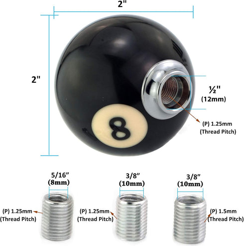 Black 8 Billiard Style Shift Stick Knob, Ball Shape Car Gear Shifter Handle Fit Most Manual Automatic Transmissions...