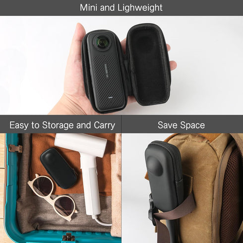 HUAYUWA Portable Travel Carrying Case Storage Bag Compatible for Insta360 X4 Action Camera Waterproof Mini Protective Case Hard PU Shell Box Acces...