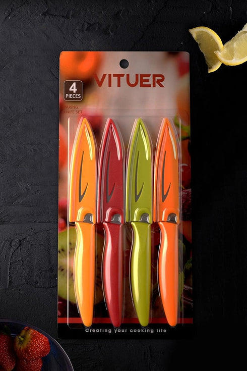 Paring knife, 4PCS Paring knives (4 Knives and 4 Knife cover), 4 Inch Peeling Knife, Fruit and Vegetable Knife, Ultra Sharp Kitchen Knives, German...