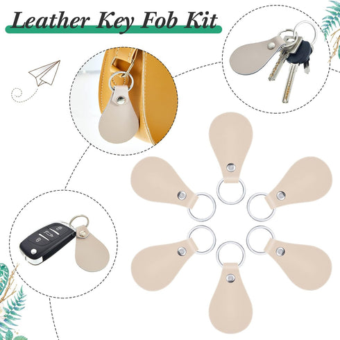 Taiyin 30 Pcs Leather Key Fob Kit for DIY Craft, PU Leather Key Fobs Blanks with Rivets and Key Rings for Laser Engraving Keychain Making Leather ...