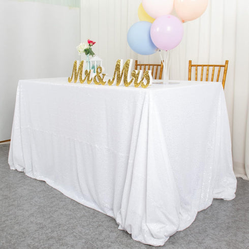 ShinyBeauty 60" X 102" White Sequin Tablecloth, Wedding Table Cloth, Sparkle Sequin Linens, Sequin Tablecloth Rectangle, Sparkling Sequin Table Ov...