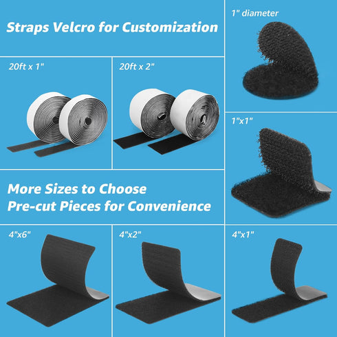 Art3d 16 Sets Hook and Loop Tape Sticky Back,1 in.x 4 in. Double-Sided Adhesive Strip,Heavy Duty...