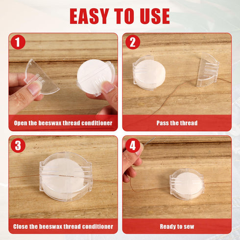 4pcs Beeswax Thread Conditioner, Thread Wax for Sewing with Plastic Box Thread Beeswax Thread Conditioner Wax for Sewing Quilting Reinforcing Thre...