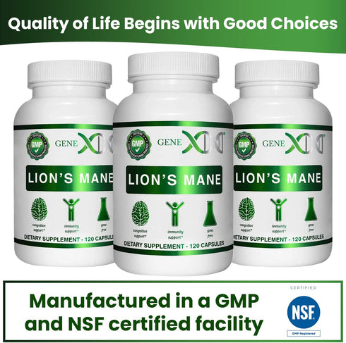 Genex Formulas Lions Mane Supplement with 100% Lions Mane Extract - Nootropics Brain Support Supplement 1000mg/serving - (120 Capsules)...