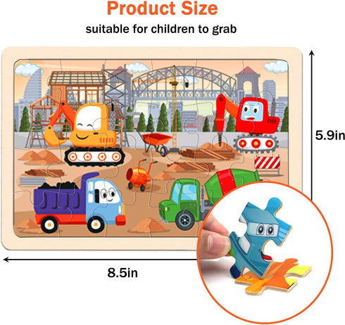 Puzzles for Kids Ages 4-6,24 Pieces Wooden Puzzles for Toddlers Ages 3-5 4-8 3 4 5 6 3-4 Year Olds.4 Pack Car Puzzle Set Children Jigsaw Puzzles f...