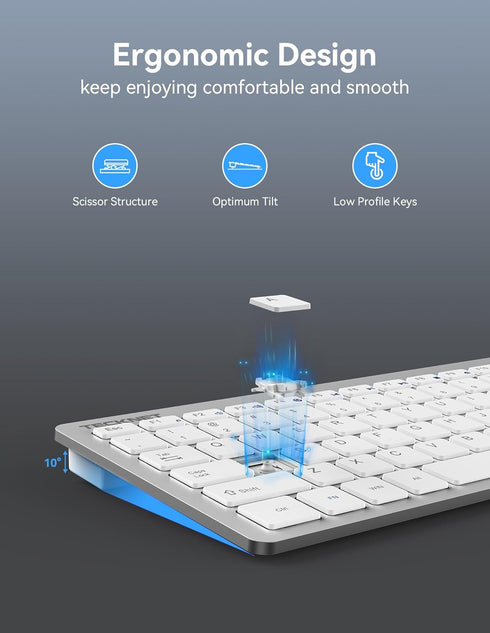 TECKNET 2.4G Wireless Keyboard, Ultra Slim Compact Computer Keyboard with Media Hotkeys, Silent Small USB Keyboard for Laptop PC Desktop Smart TV ...