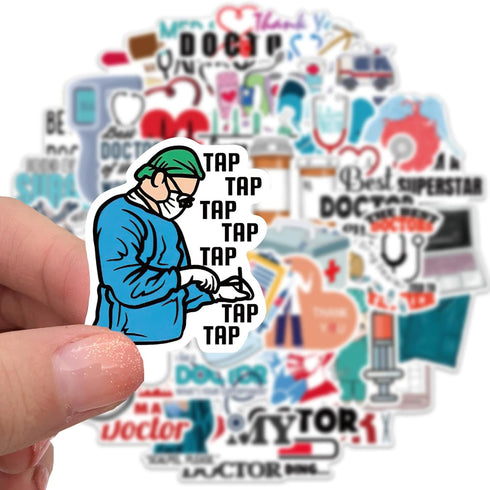 100PCS Doctor Stickers, Medical Equipment Stickers Aesthetic Decals Vinyl Waterproof Doctor Appreciation Gifts Stickers for Water Bottle Laptop Lu...
